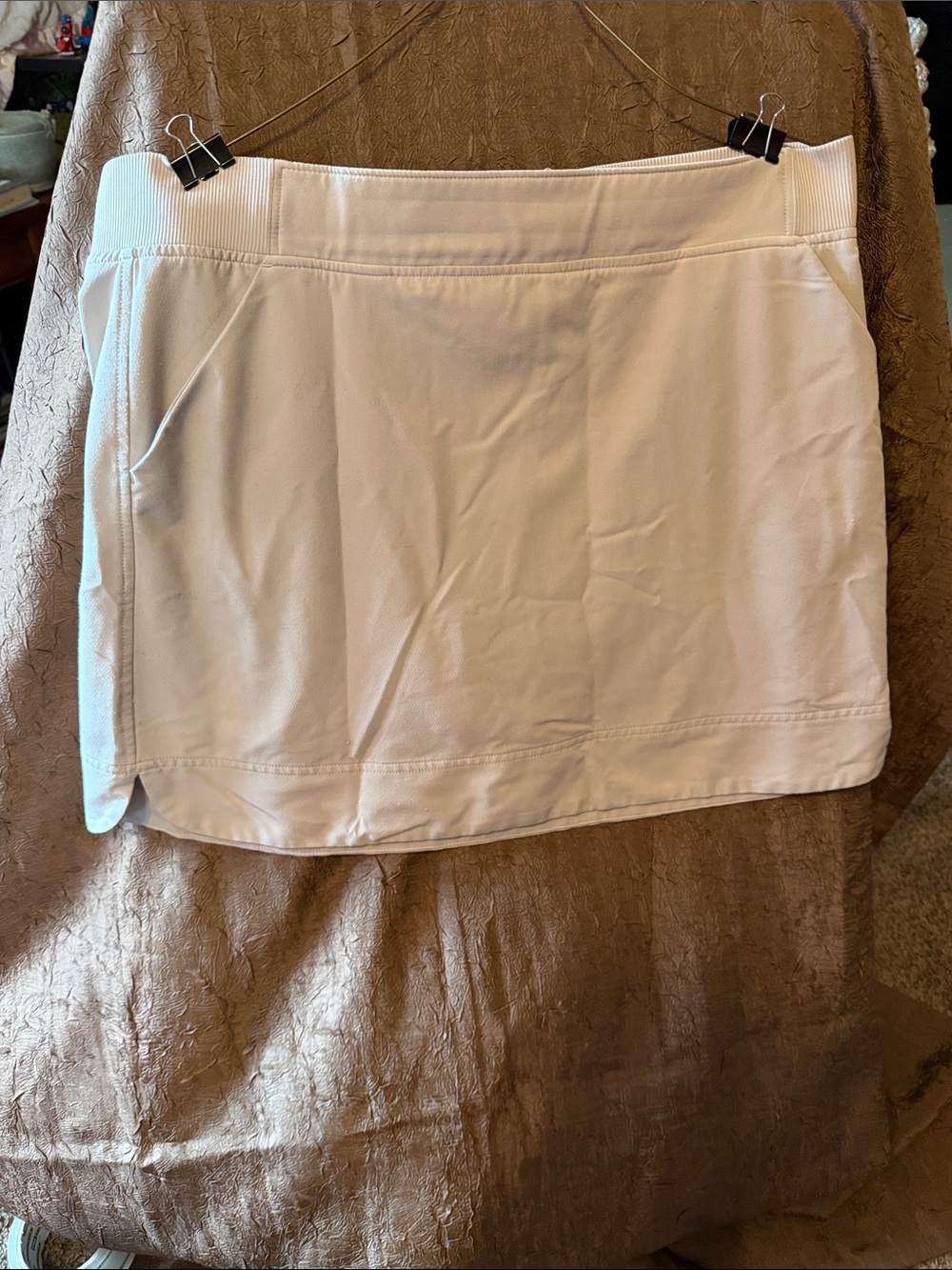 Women's White Athletic Skort with Hidden Short and Side Pockets